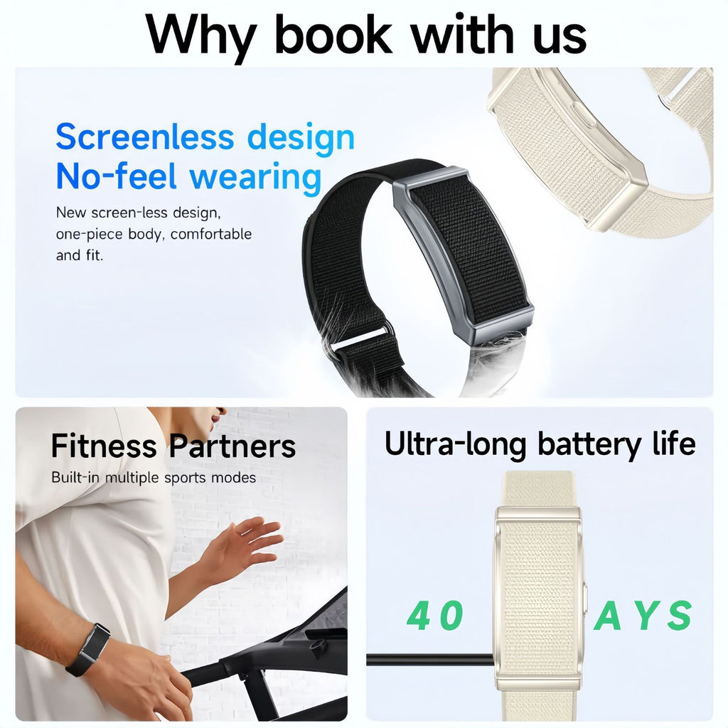 Screenless Smart Bracelet with Health Monitoring