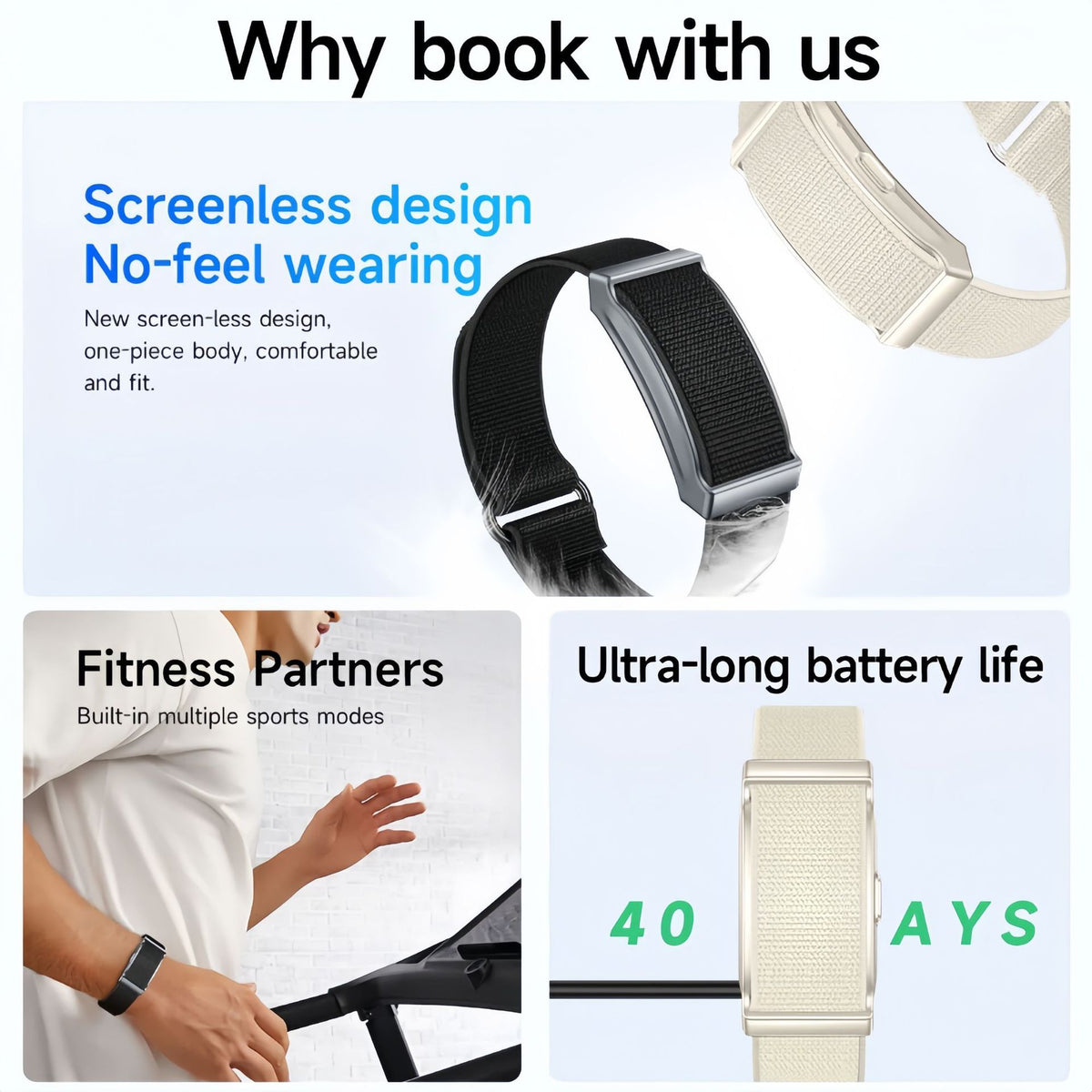 Screenless Smart Bracelet with Health Monitoring